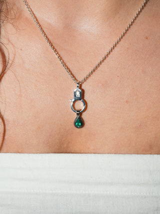 Evergreen Emerald Triple Teardrop Cut Charm in White 14k Gold