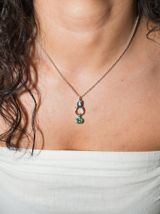 Plaintain Emerald Triple East to West Oval Cut Charm in Sterling Silver
