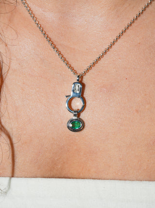 Mamacita Linda Emerald Triple East to West Oval Cut Charm in Sterling Silver