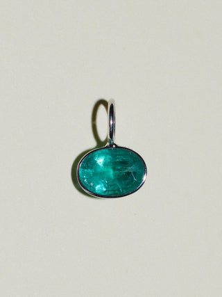 Money Talks Emerald East West Oval Cut Charm in White 14k Gold