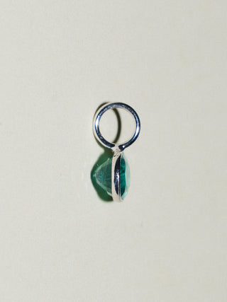 Money Talks Emerald East West Oval Cut Charm in White 14k Gold