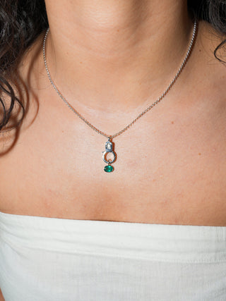 Money Talks Emerald East West Oval Cut Charm in White 14k Gold