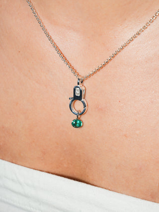 Agave Emerald East West Oval Cut Charm in White 14k Gold