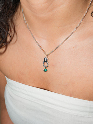 Agave Emerald East West Oval Cut Charm in White 14k Gold