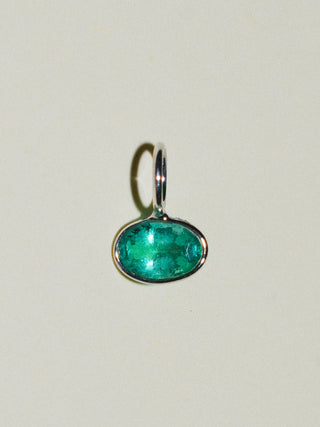 Slithering Snake Emerald East West Oval Cut Charm in White 14k Gold