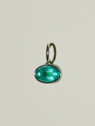 Slithering Snake Emerald East West Oval Cut Charm in White 14k Gold