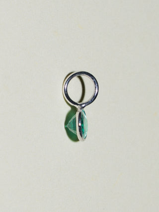 Slithering Snake Emerald East West Oval Cut Charm in White 14k Gold