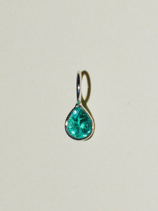Feel the Fern Emerald Teardrop Cut Charm in White 14k Gold