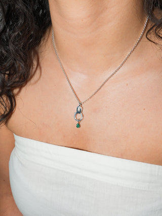 Feel the Fern Emerald Teardrop Cut Charm in White 14k Gold