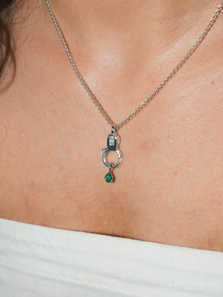 Feel the Fern Emerald Teardrop Cut Charm in White 14k Gold