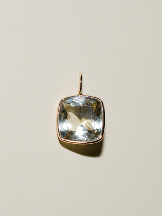 Sand Heliodor Cushion Cut Charm in 14k Yellow Gold