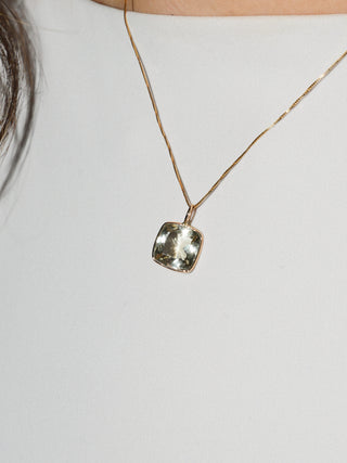 Sand Heliodor Cushion Cut Charm in 14k Yellow Gold