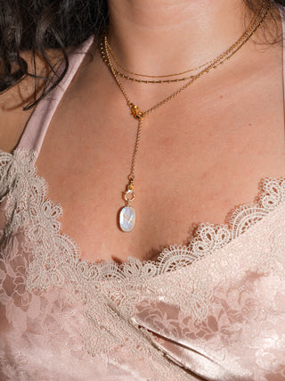 Love from the sea Moonstone Oval Cut Charm in Yellow 14k Gold