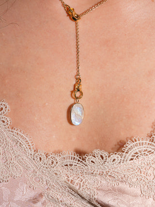 Love from the sea Moonstone Oval Cut Charm in Yellow 14k Gold