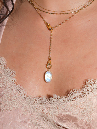 Love from the sea Moonstone Oval Cut Charm in Yellow 14k Gold