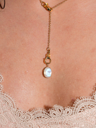 Astral Moonstone Oval Cut Charm in Yellow 14k Gold
