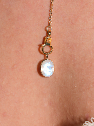 Astral Moonstone Oval Cut Charm in Yellow 14k Gold