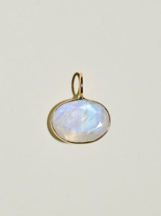 Night Swim Moonstone East West Oval Cut Charm in Yellow 14k Gold