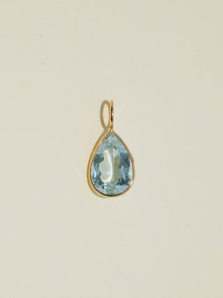Spinkler Aquamarine Teardrop Cut Charm in Yellow 14k Gold