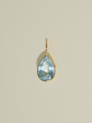 Spinkler Aquamarine Teardrop Cut Charm in Yellow 14k Gold