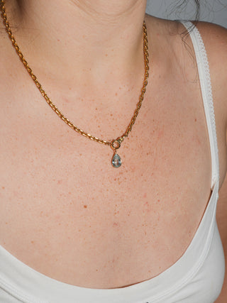 Spinkler Aquamarine Teardrop Cut Charm in Yellow 14k Gold