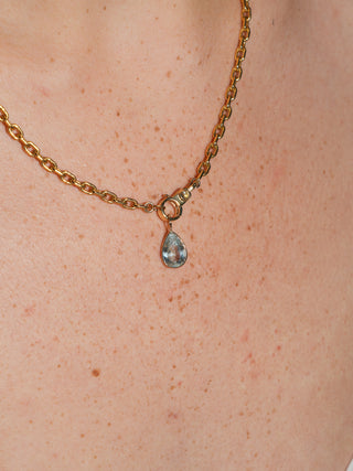 Spinkler Aquamarine Teardrop Cut Charm in Yellow 14k Gold