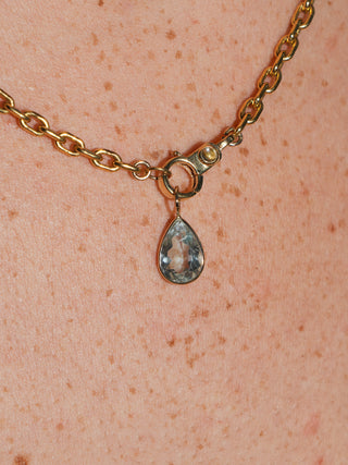 Spinkler Aquamarine Teardrop Cut Charm in Yellow 14k Gold