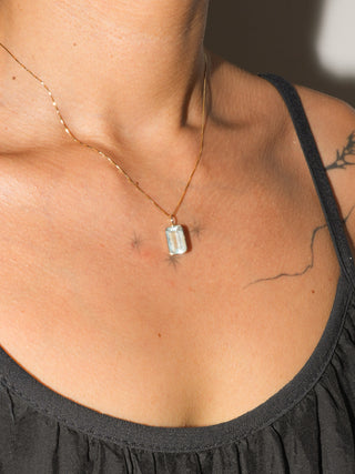 Sea Day Aquamarine Emerald Cut Charm in Yellow 14k Gold