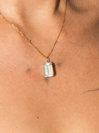 Sea Day Aquamarine Emerald Cut Charm in Yellow 14k Gold
