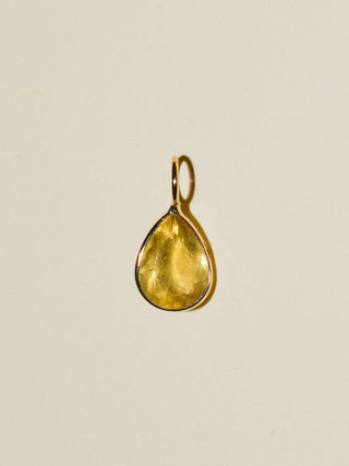 Solaris Heliodor Teardrop Cut Charm in Yellow 14k Gold