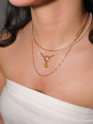 Solaris Heliodor Teardrop Cut Charm in Yellow 14k Gold