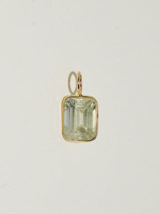 Meringue Heliodor Emerald Cut Charm in Yellow 14k Gold