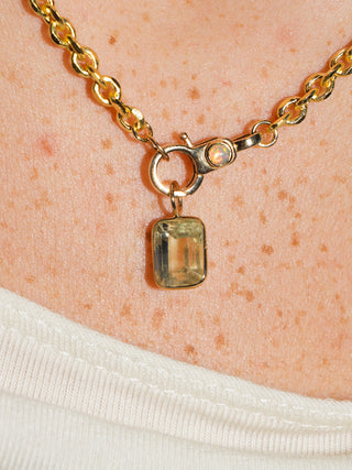 Meringue Heliodor Emerald Cut Charm in Yellow 14k Gold