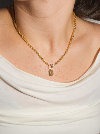 Meringue Heliodor Emerald Cut Charm in Yellow 14k Gold
