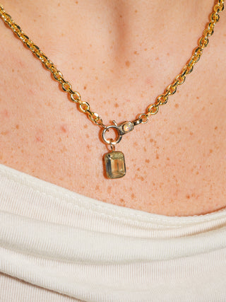 Meringue Heliodor Emerald Cut Charm in Yellow 14k Gold