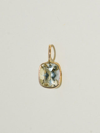 Twisted Sister Heliodor Cushion (Can) Cut Charm in Yellow 14k Gold