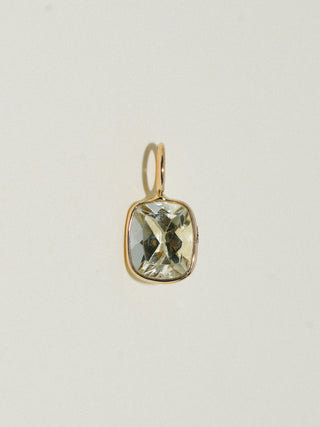 Twisted Sister Heliodor Cushion (Can) Cut Charm in Yellow 14k Gold