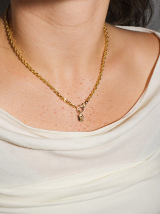 Twisted Sister Heliodor Cushion (Can) Cut Charm in Yellow 14k Gold