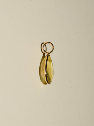 Lemon Drop Heliodor Teardrop Cut Charm in Yellow 14k Gold