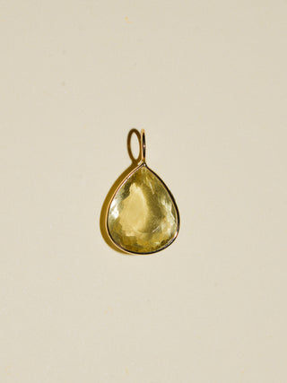 Lemon Drop Heliodor Teardrop Cut Charm in Yellow 14k Gold