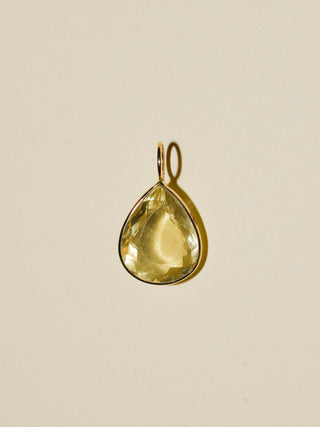Lemon Drop Heliodor Teardrop Cut Charm in Yellow 14k Gold