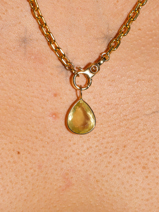 Lemon Drop Heliodor Teardrop Cut Charm in Yellow 14k Gold