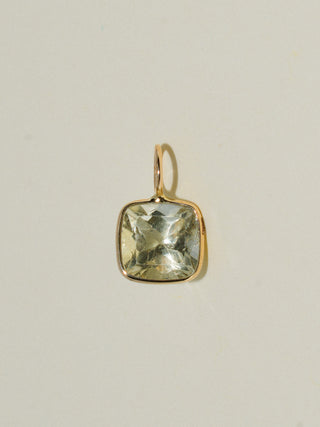 Nightlight Heliodor Cushion Cut Charm in Yellow 14k Gold