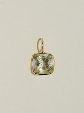 Nightlight Heliodor Cushion Cut Charm in Yellow 14k Gold
