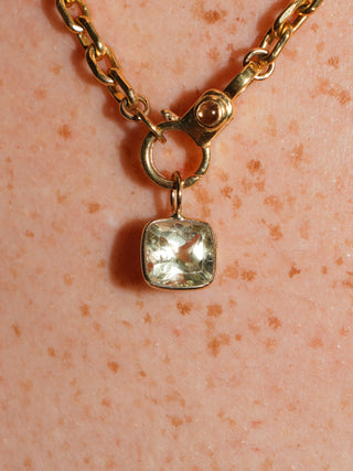 Nightlight Heliodor Cushion Cut Charm in Yellow 14k Gold