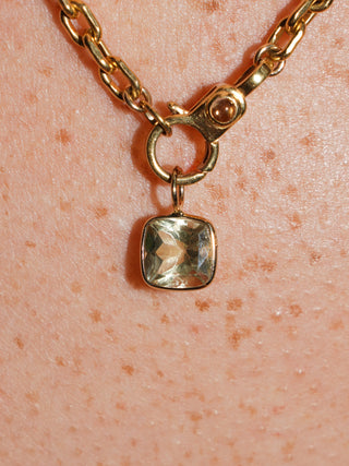 Nightlight Heliodor Cushion Cut Charm in Yellow 14k Gold