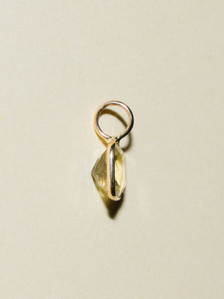 Cubed Fruit Heliodor Cushion Cut Charm in Yellow 14k Gold