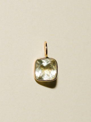 Cubed Fruit Heliodor Cushion Cut Charm in Yellow 14k Gold