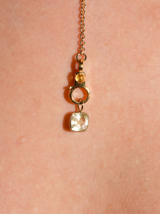 Cubed Fruit Heliodor Cushion Cut Charm in Yellow 14k Gold