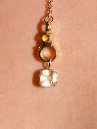 Cubed Fruit Heliodor Cushion Cut Charm in Yellow 14k Gold